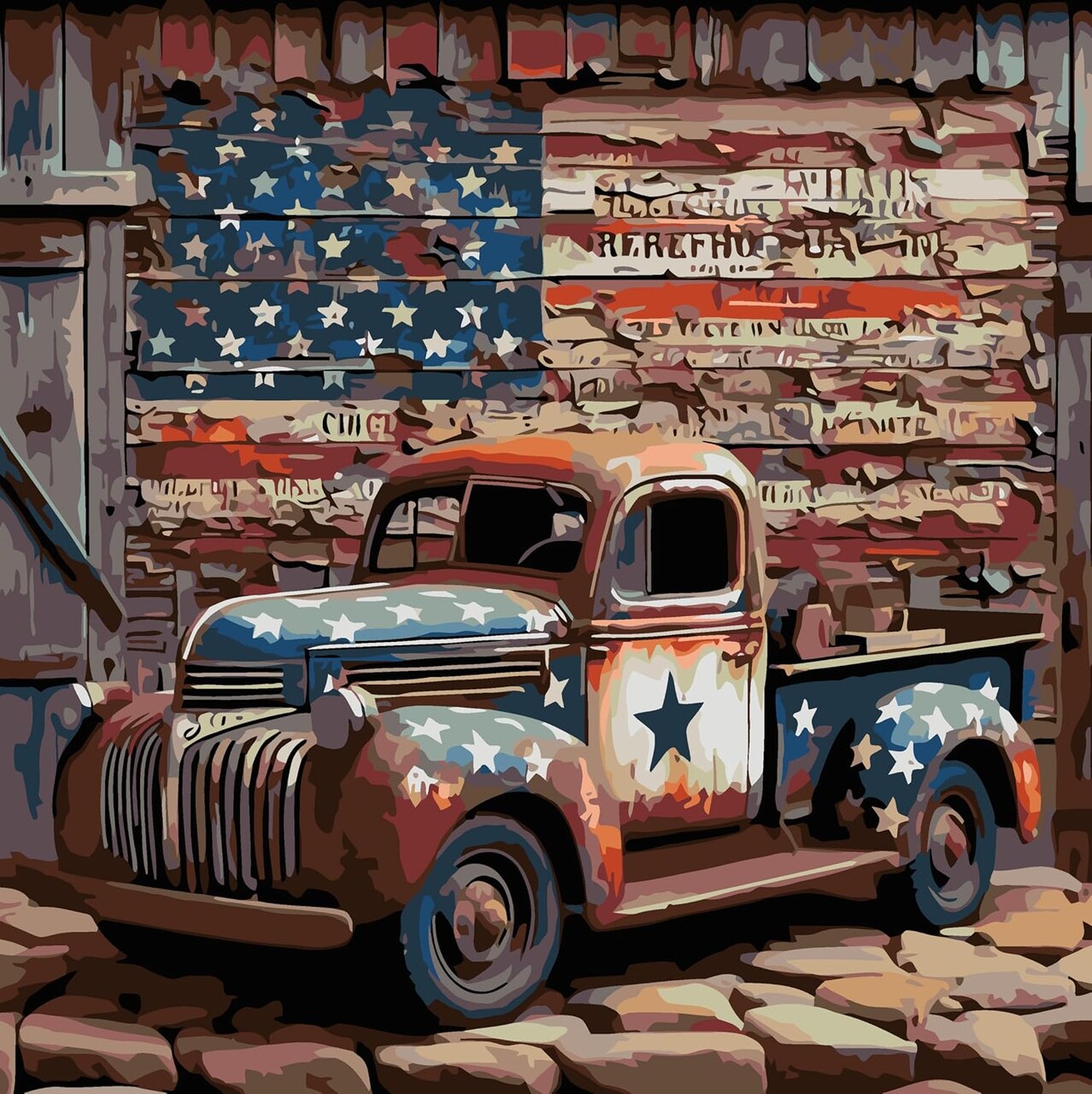 16x16inch - Vintage Truck Paint by Numbers Kit for Adults(Without Frame)